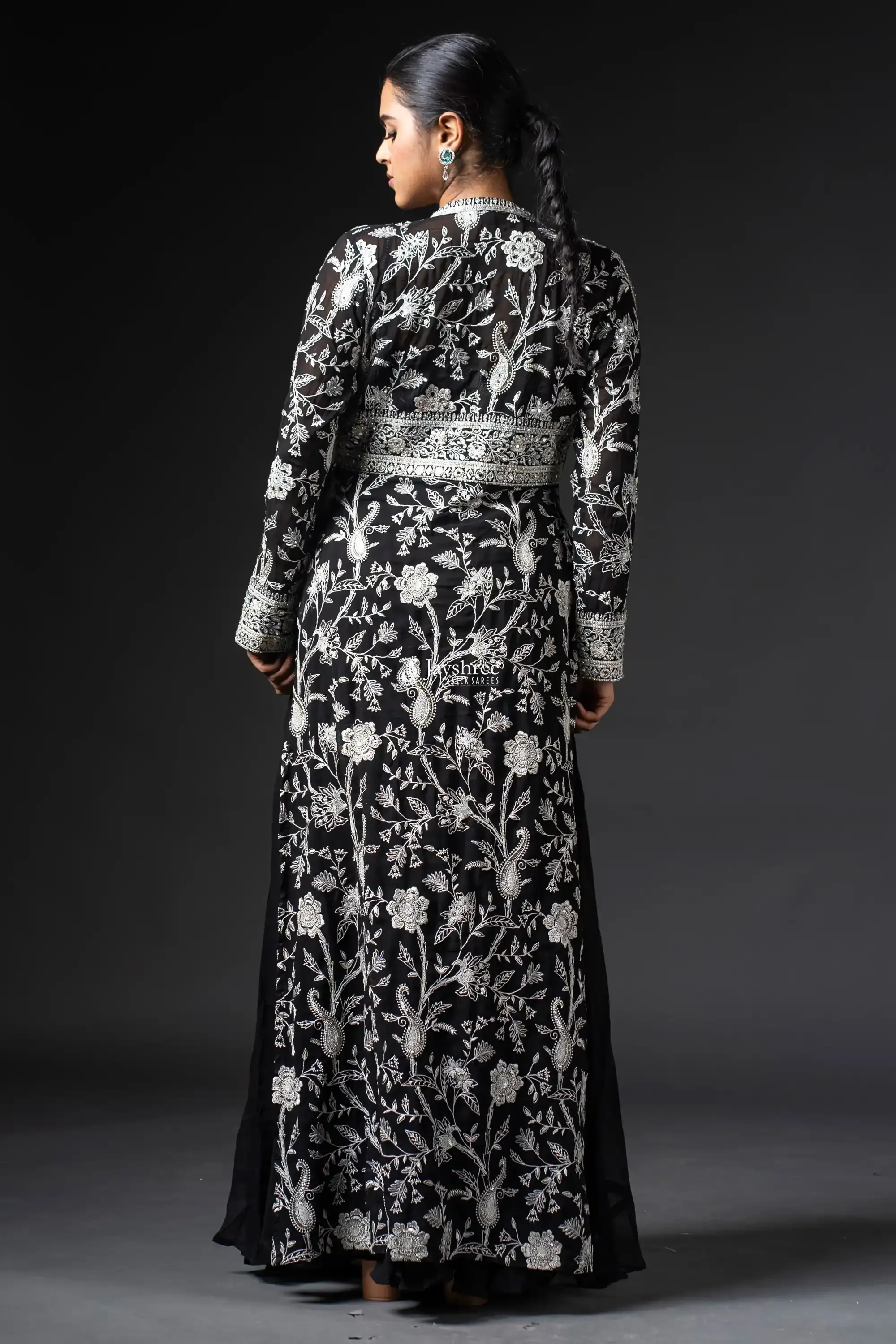 Manish Malhotra Inspired Contrast Lucknowi Dora Work Choli And Jacket With Palazzo Pants